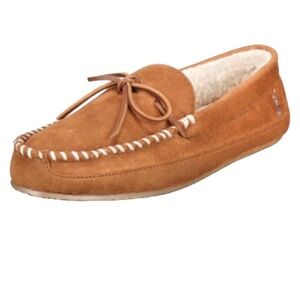 RALPH LAUREN POLO Shearling Lined Slippers In Conac Size 8